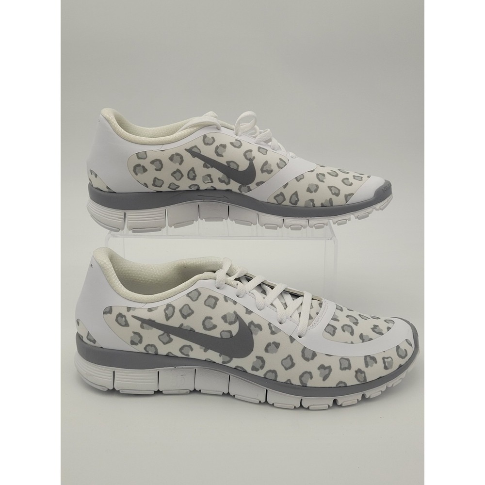 Nike Free Run 5.0 Womens Sz 12 White Wolf Grey Pure Platinum Blanc Snow Leopard - Picture 1 of 8